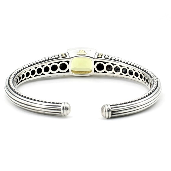 ♥️SOLD♥️LAGOS * Vintage Sterling Silver & 18K Citrine Caviar Cuff Bracelet - Picture 6 of 10